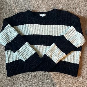 Black and white striped cropped sweater